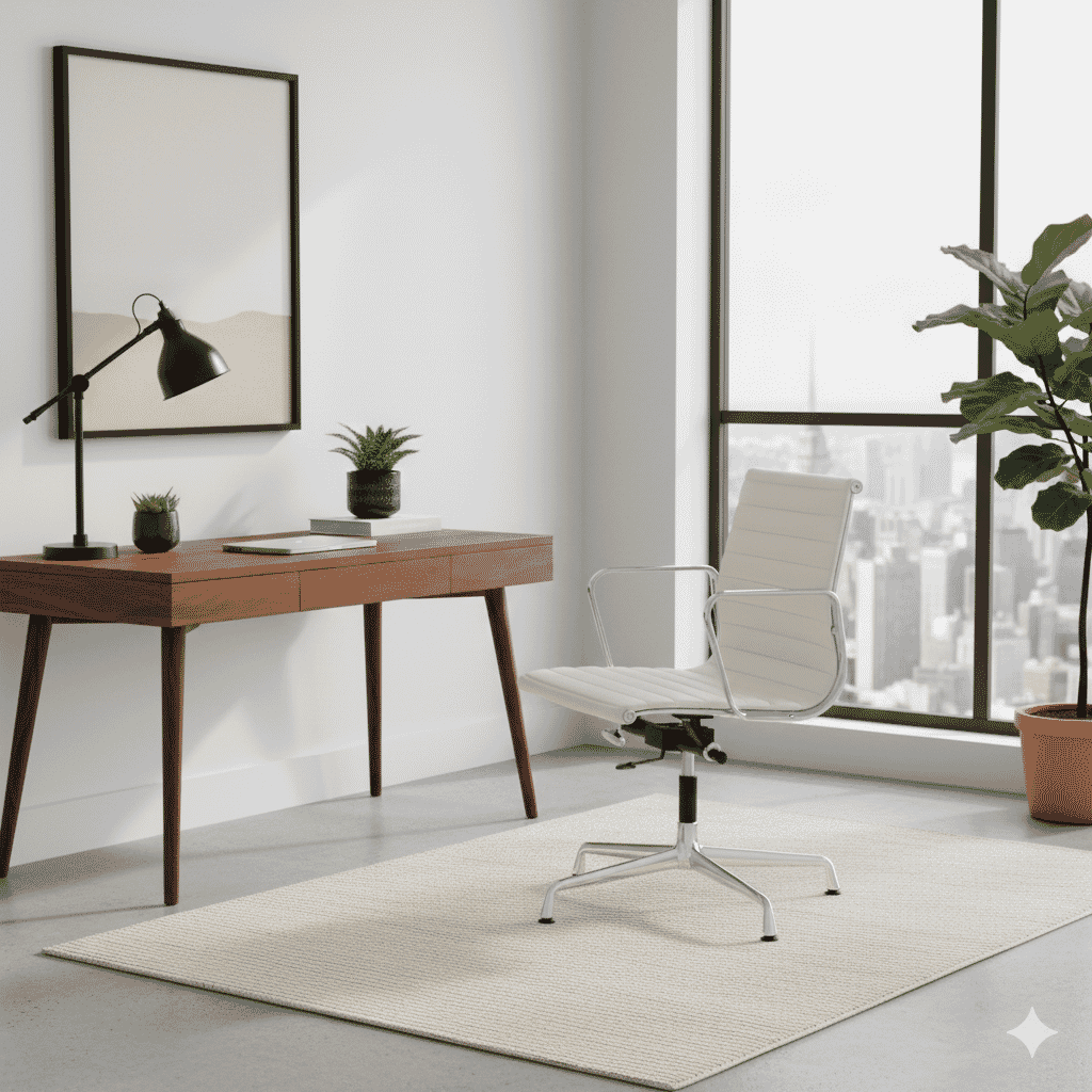 Eames Office AlumInium Chair EA 118 In White Leather