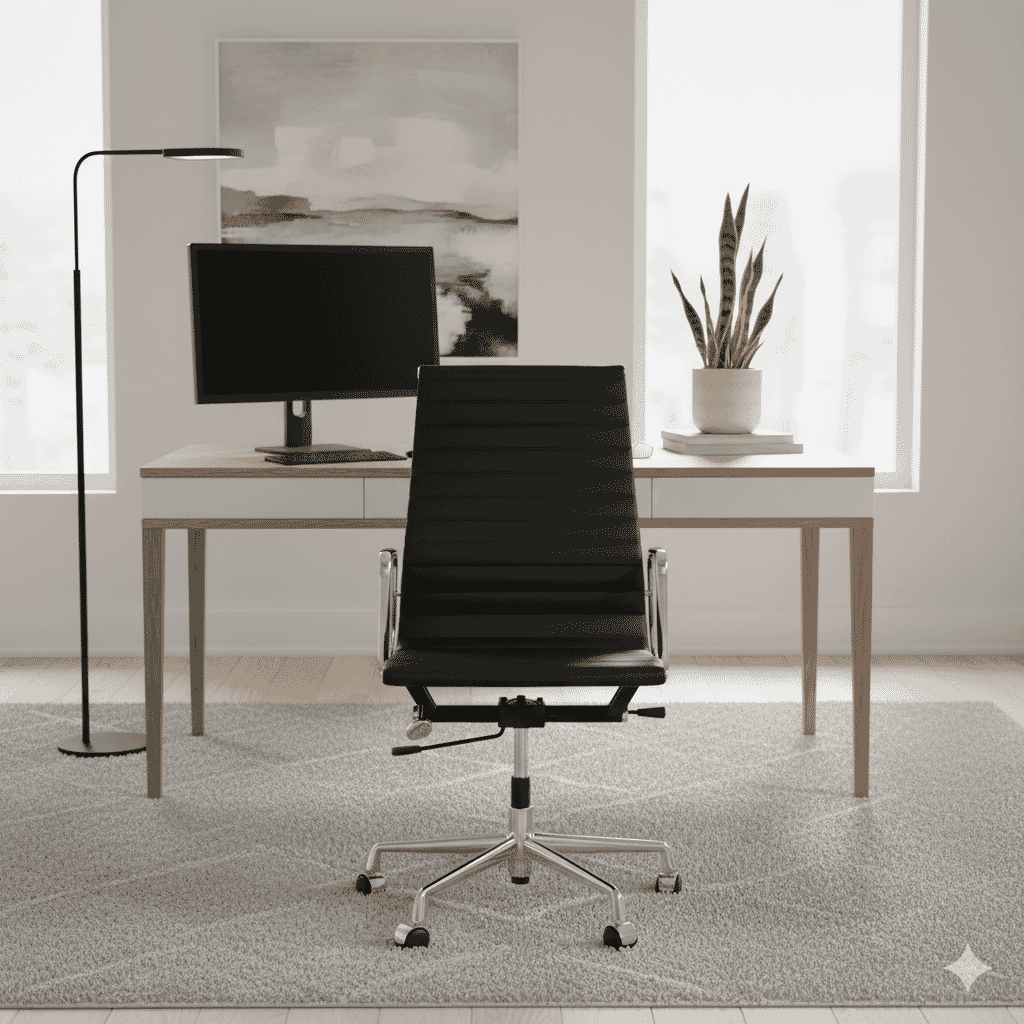 Eames Office AlumInium Chair EA 119 In Black Leather