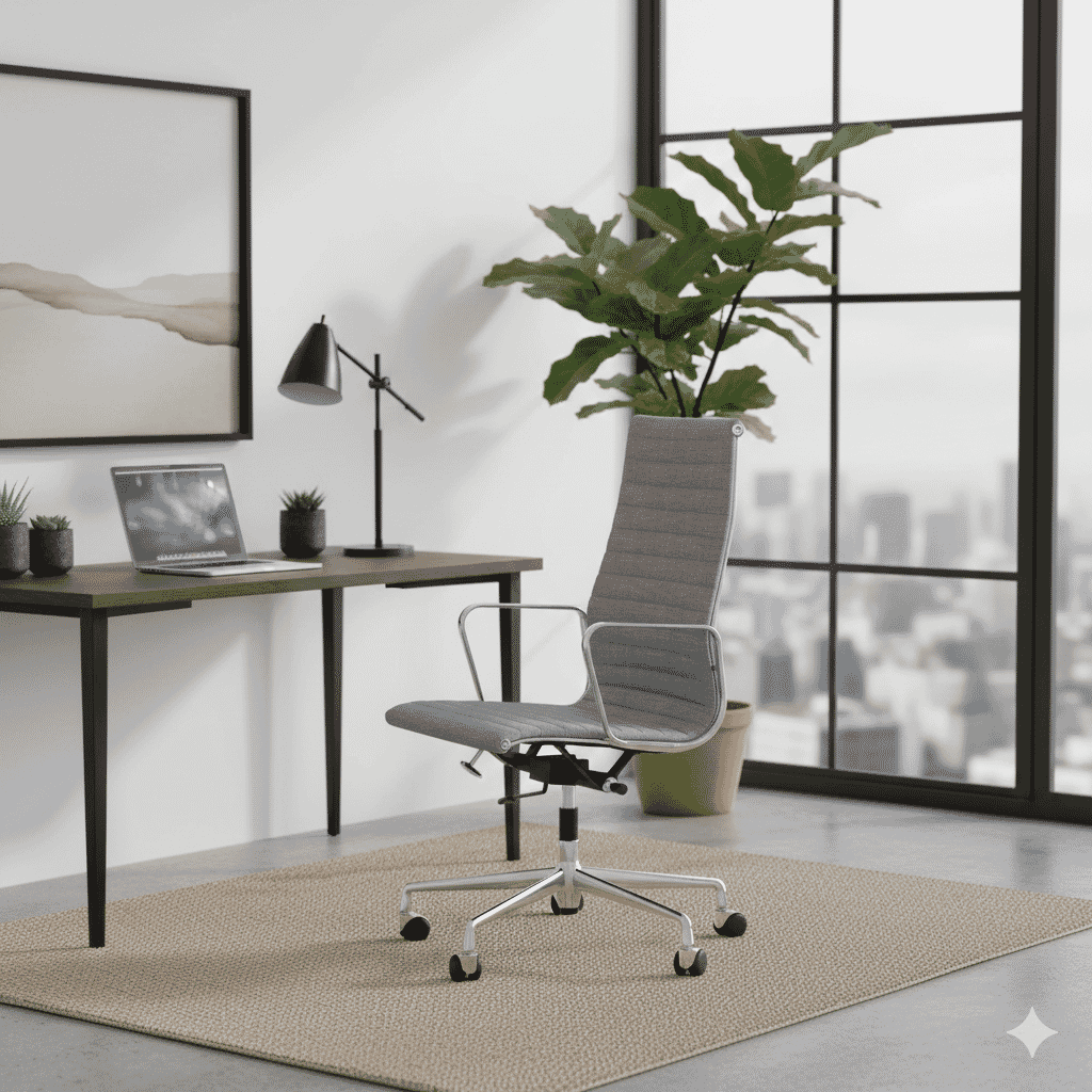 Eames Office AlumInium Chair EA 119 In Grey Cotton