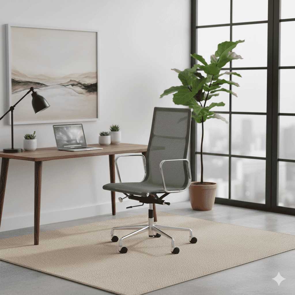 Eames Office AlumInium Chair EA 119 In Grey Mesh