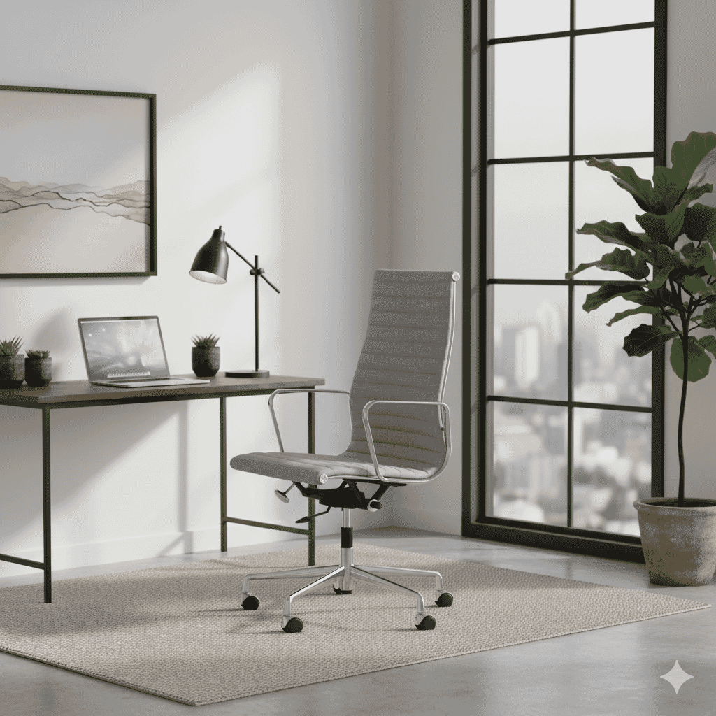 Eames Office AlumInium Chair EA 119 In Light Grey Cotton