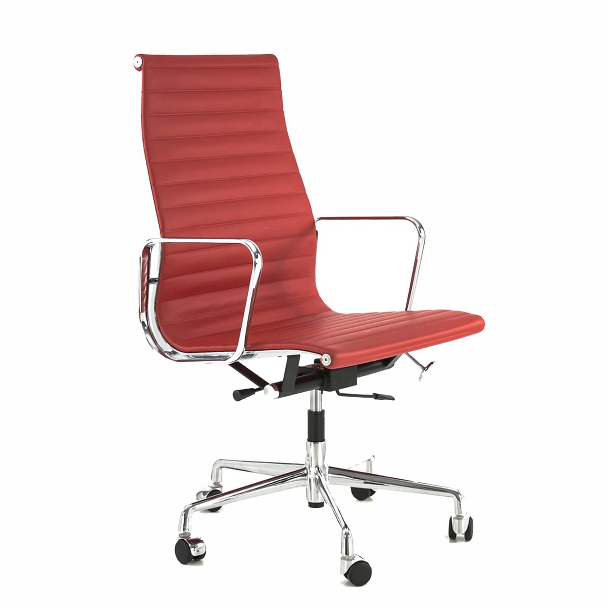 Charles Eames Style Eames Office AlumInium Chair EA 119 In Red Leather SWIVEL UK