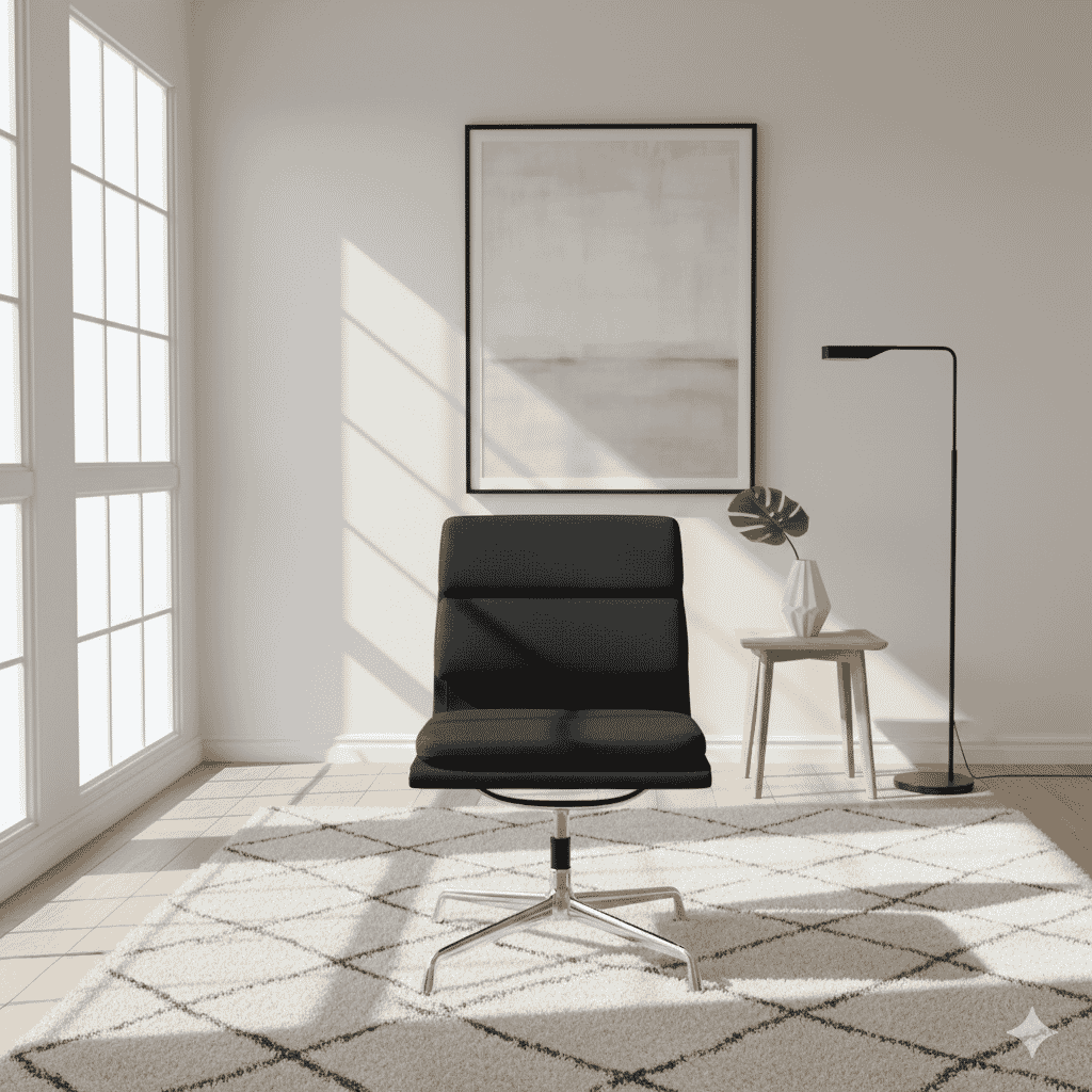 Eames Office Soft Pad Chair EA 207 In Black Cotton