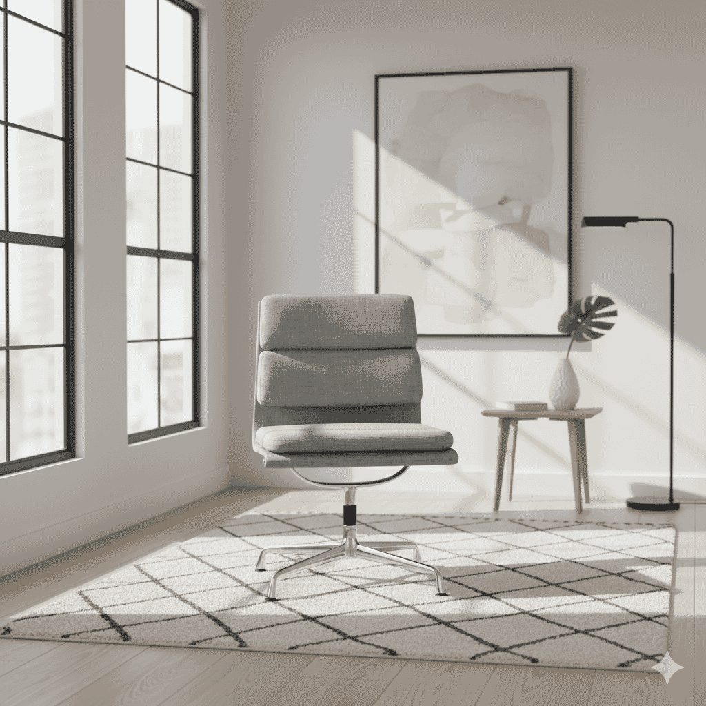 Eames Office Soft Pad Chair EA 207 In Grey Cotton