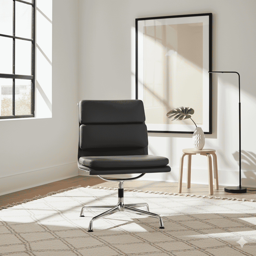 Eames Office Soft Pad Chair EA 207 In k Grey Leather