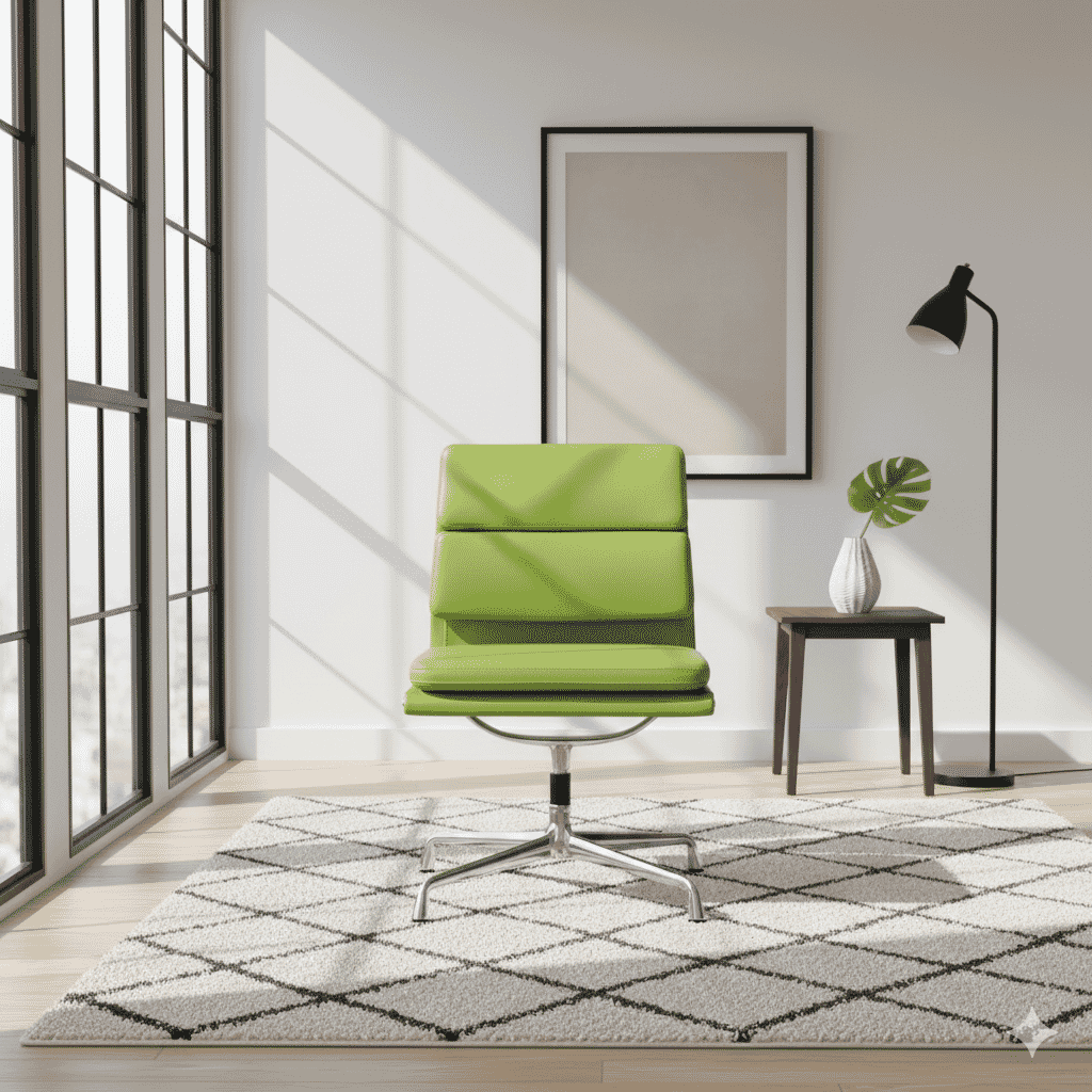 Eames Office Soft Pad Chair EA 207 In Lime Green Leather