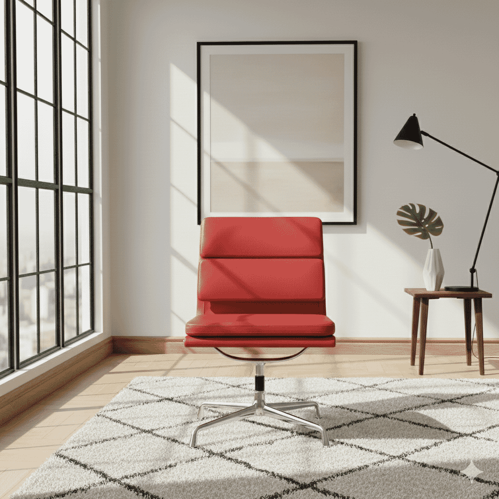 Eames Office Soft Pad Chair EA 207 In Red Leather