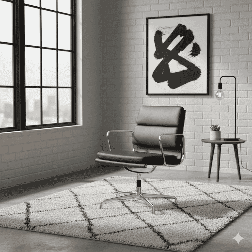 Eames Office Soft Pad Chair EA 208 In k Grey Leather