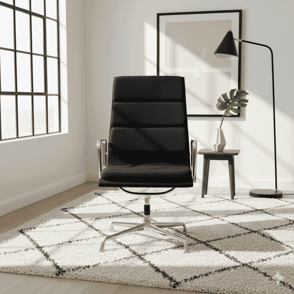 Eames Office Soft Pad Chair EA 209 In Black Cotton