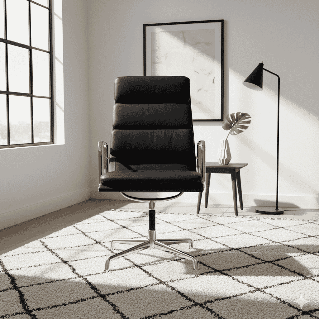 Eames Office Soft Pad Chair EA 209 In Black Leather