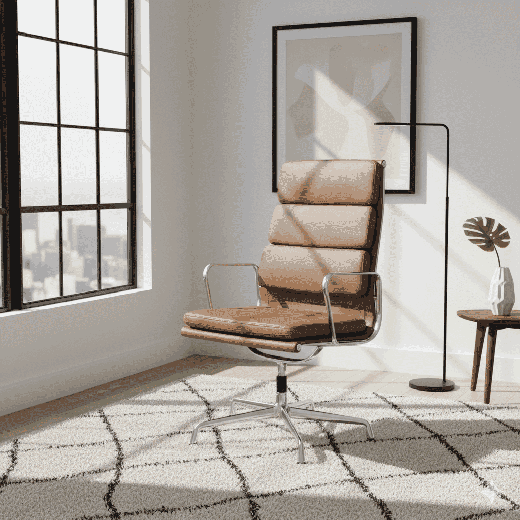 Eames Office Soft Pad Chair EA 209 In Brown Leather