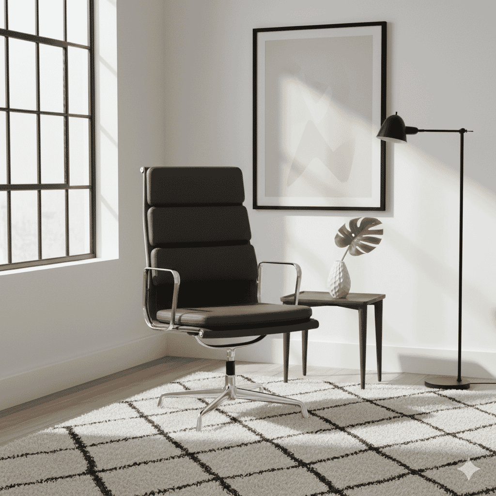 Eames Office Soft Pad Chair EA 209 In Chocolate Brown Leather