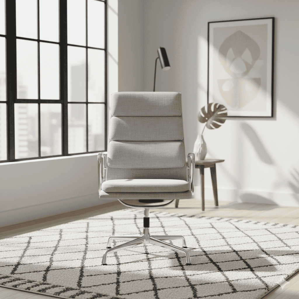 Eames Office Soft Pad Chair EA 209 In Light Grey Cotton