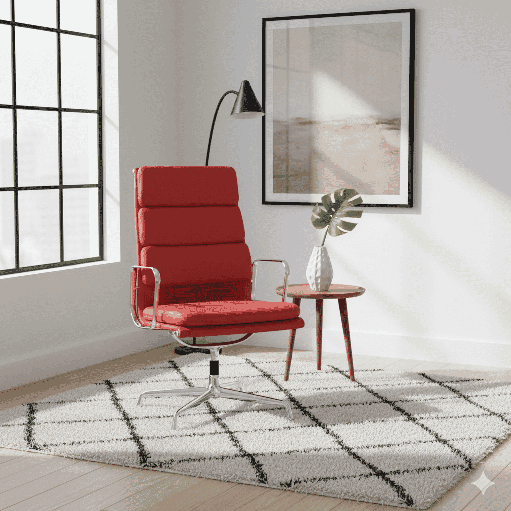 Eames Office Soft Pad Chair EA 209 In Red Leather