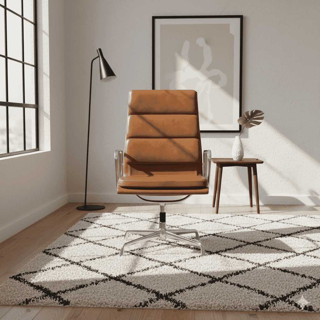 Eames Office Soft Pad Chair EA 209 In Tan Leather