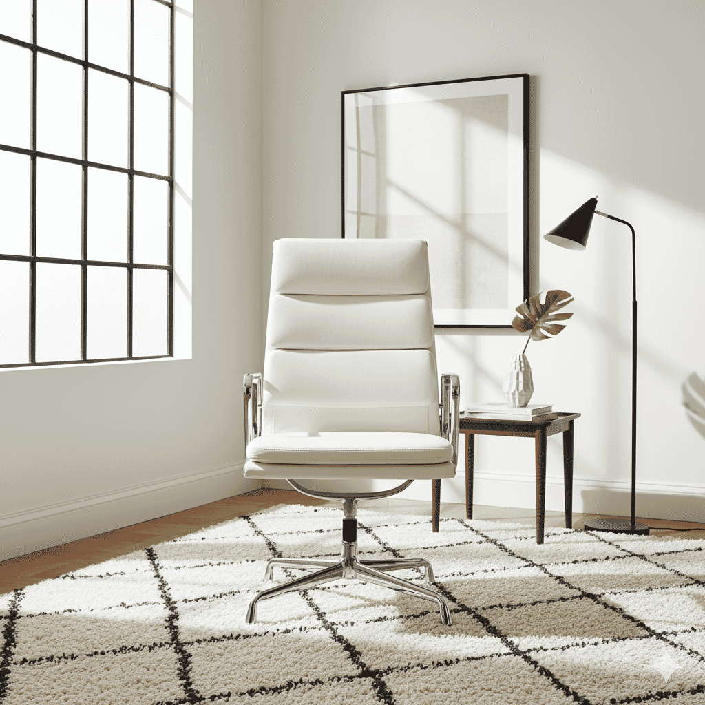 Eames Office Soft Pad Chair EA 209 In White Leather