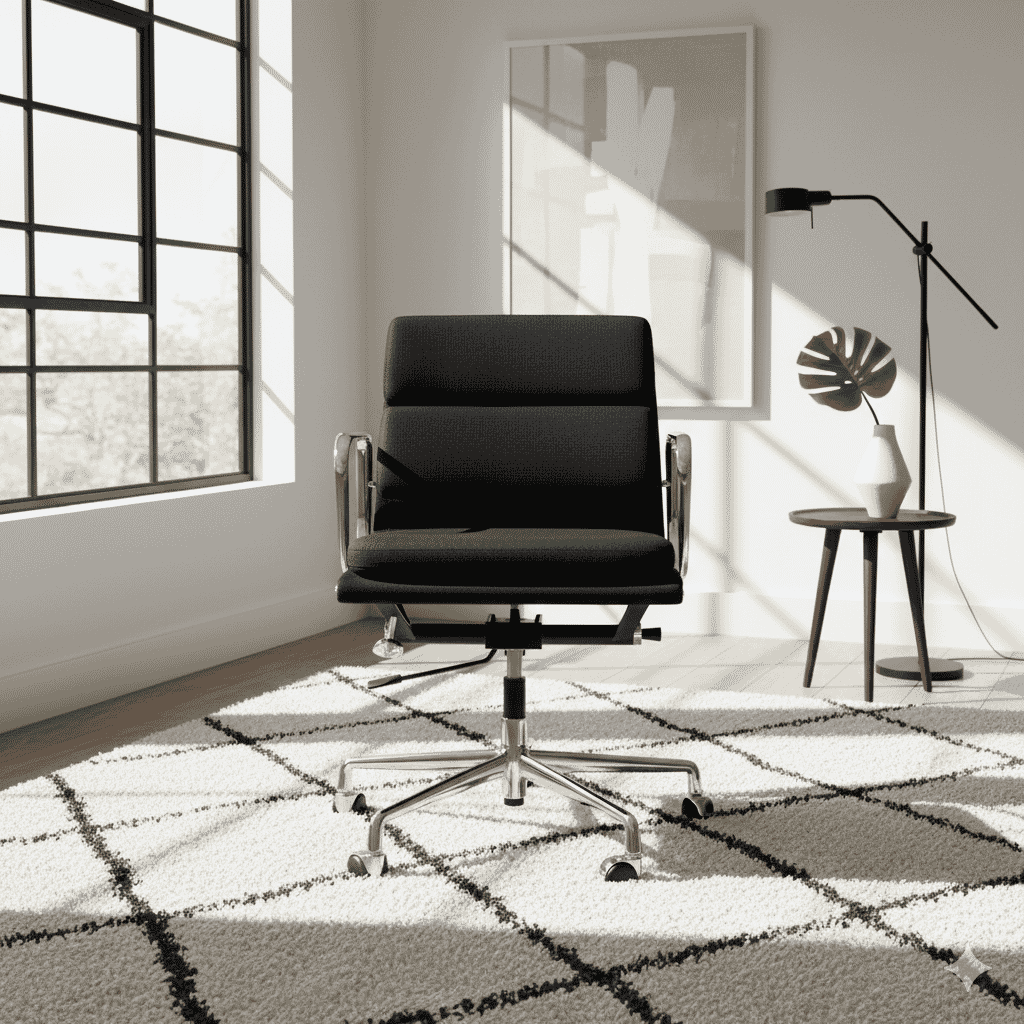 Eames Office Soft Pad Chair EA 217 In Black Cotton