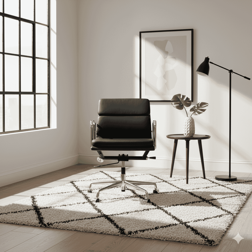 Eames Office Soft Pad Chair EA 217 In Black Leather