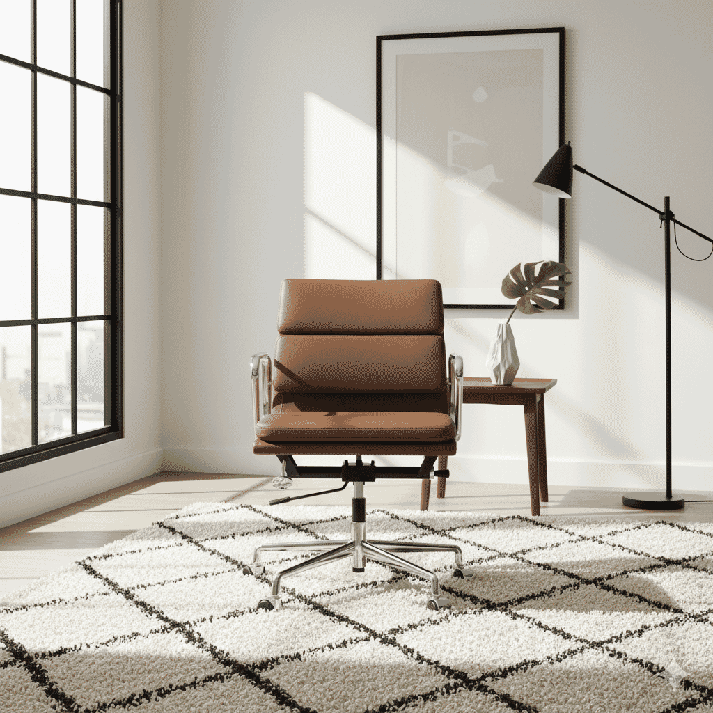 Eames Office Soft Pad Chair EA 217 In Brown Leather