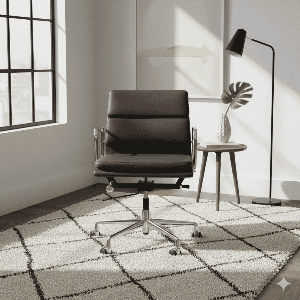 Eames Office Soft Pad Chair EA 217 In Chocolate Brown Leather