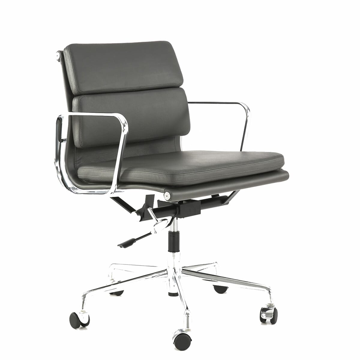 Charles Eames Style Eames Office Soft Pad Chair EA 217 In Dark Grey Leather SWIVEL UK