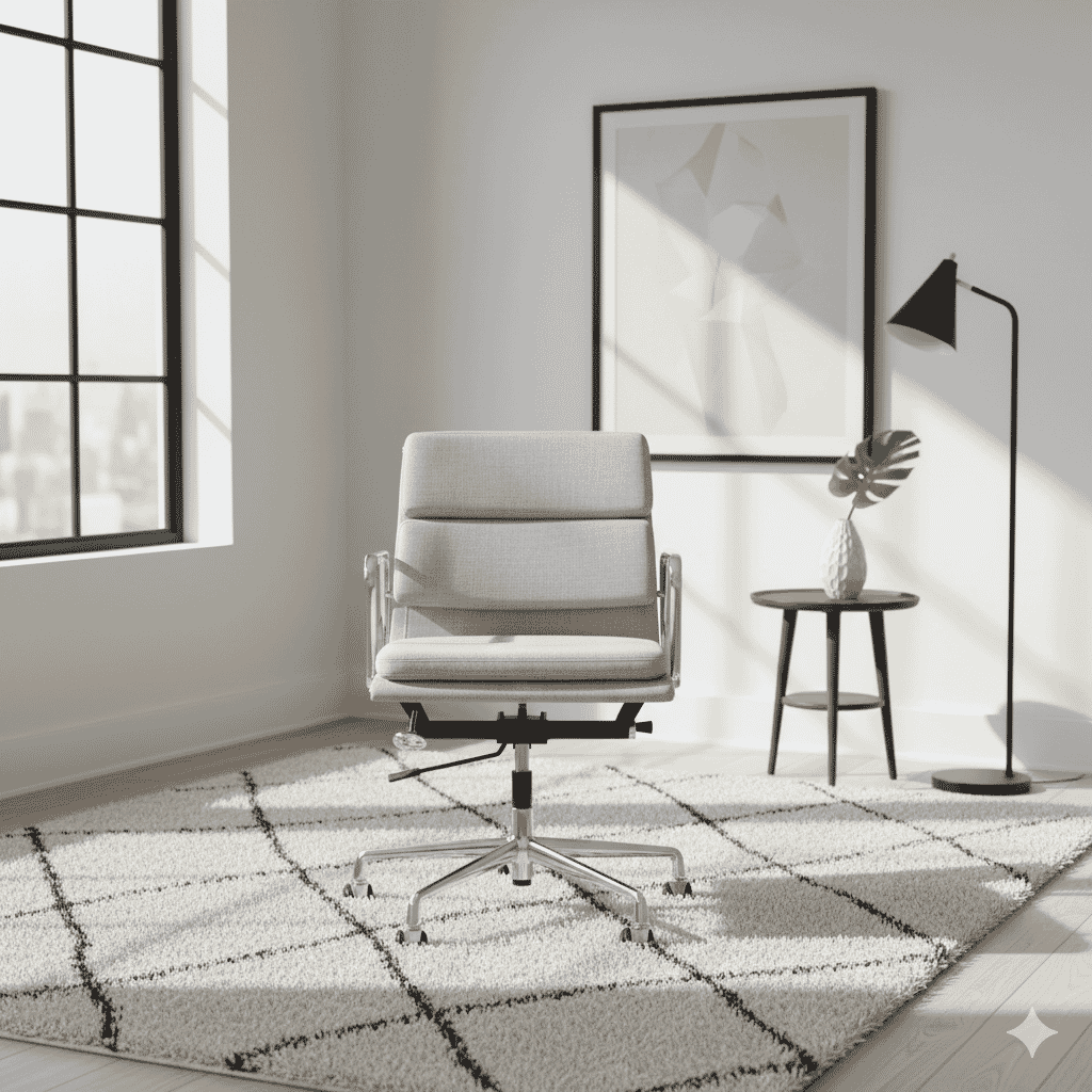 Eames Office Soft Pad Chair EA 217 In Light Grey Cotton