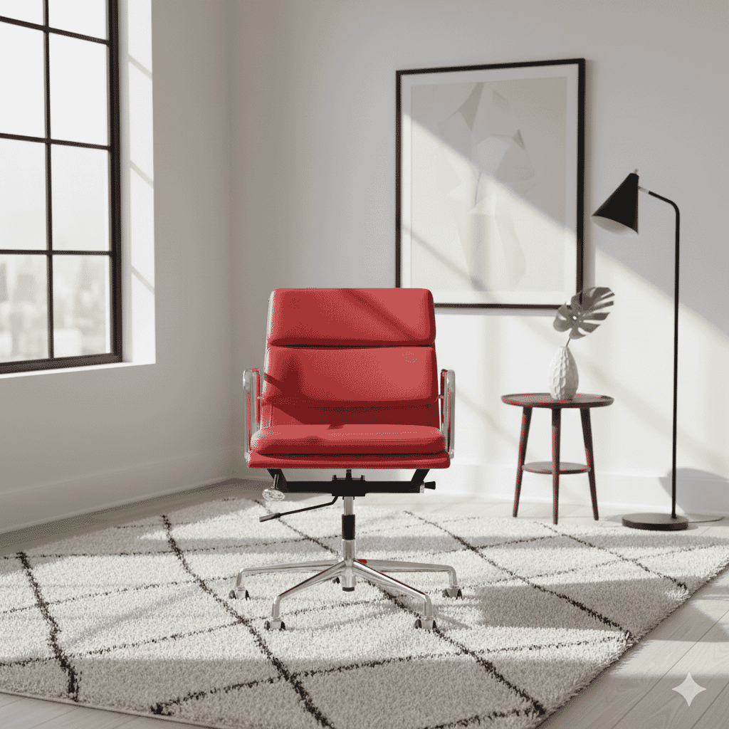 Eames Office Soft Pad Chair EA 217 In Red Leather