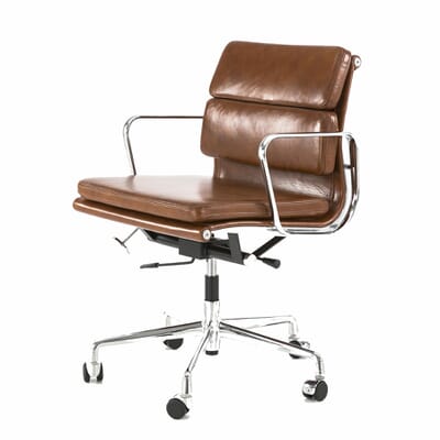 Charles Eames Style Office Soft Pad Chair Ea 217 In Tan Leather Swivel Uk Eames Office Soft Pad Chair Ea 217 In, Eames Style Office Chair Tan