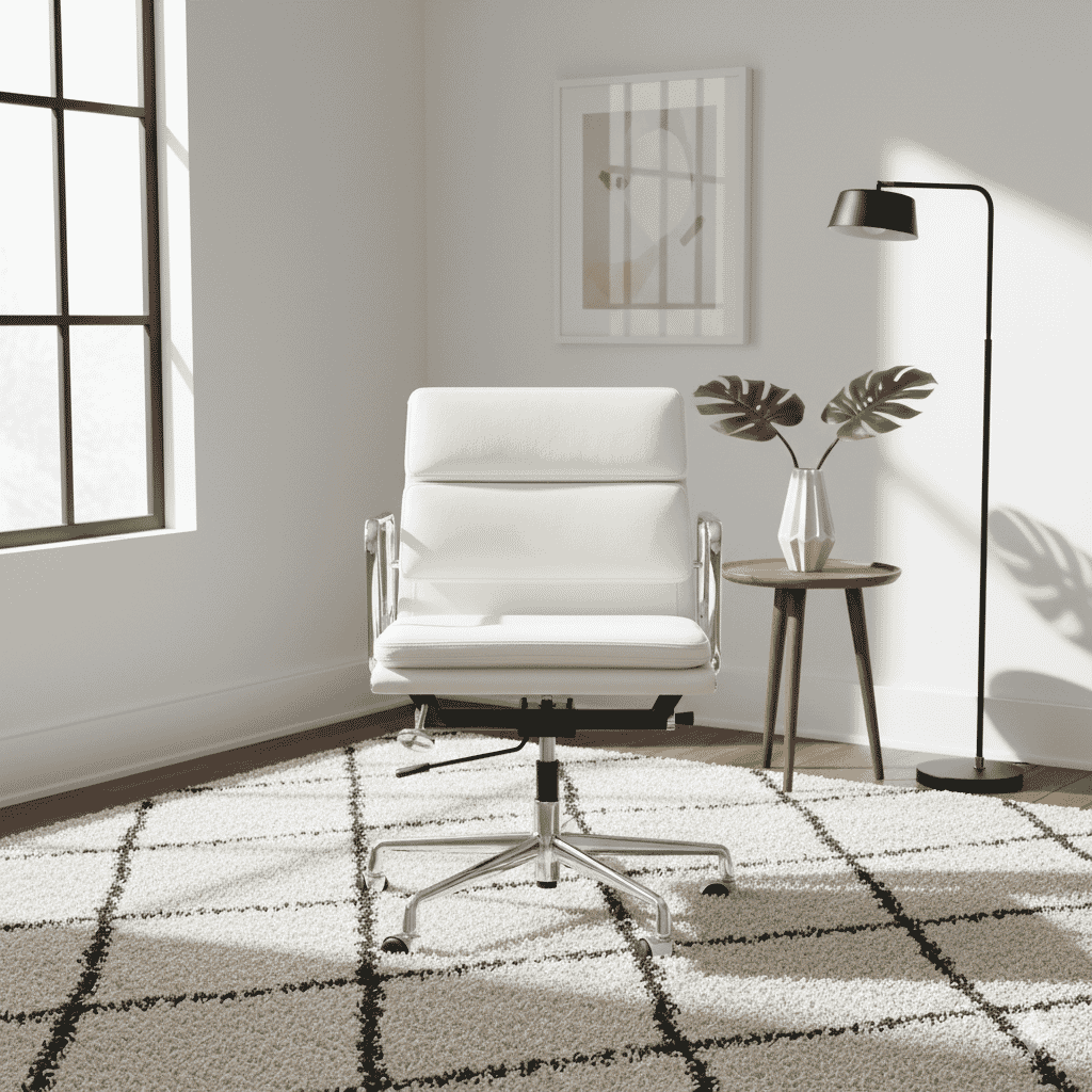 Eames Office Soft Pad Chair EA 217 In White Leather