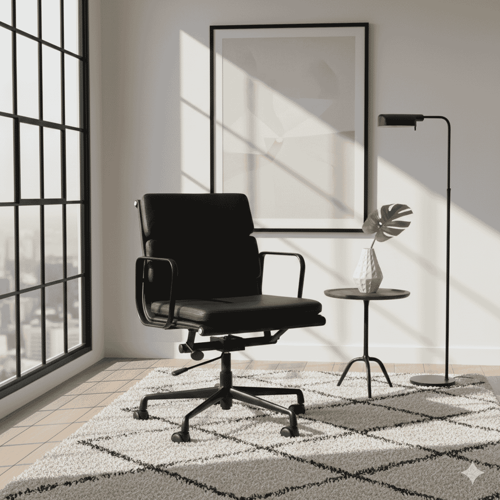 Eames Office Soft Pad Chair EA 217 Powder Coated Black