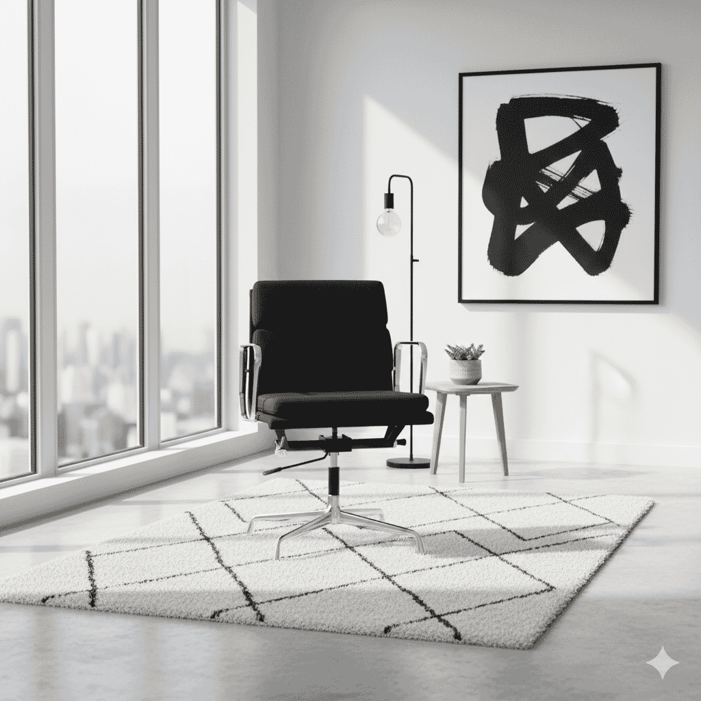 Eames Office Soft Pad Chair EA 218 In Black Cotton