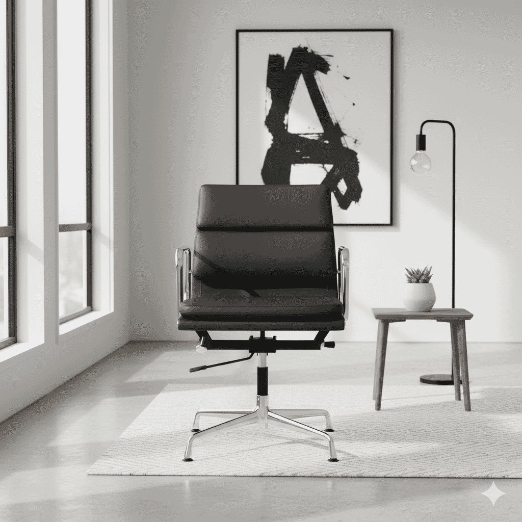 Eames Office Soft Pad Chair EA 218 In Black Leather