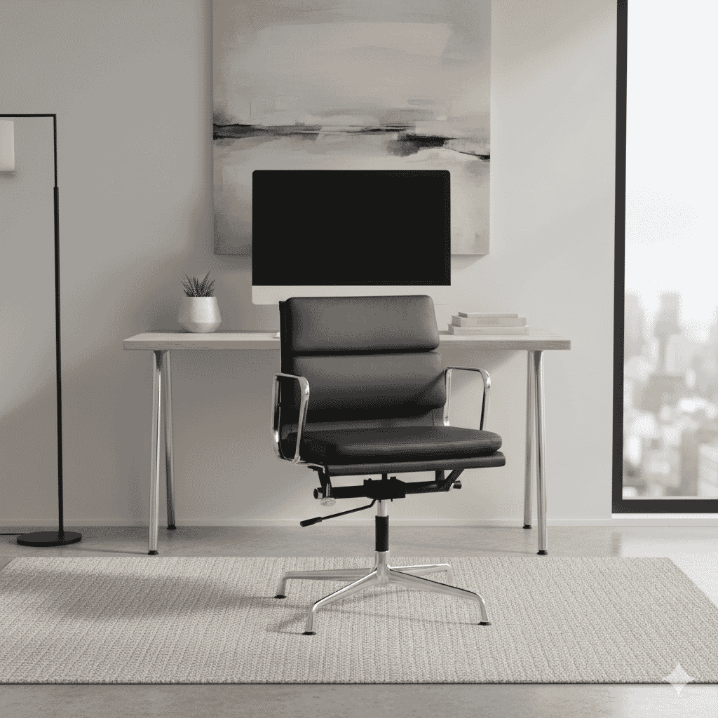 Eames Office Soft Pad Chair EA 218 In Grey Leather