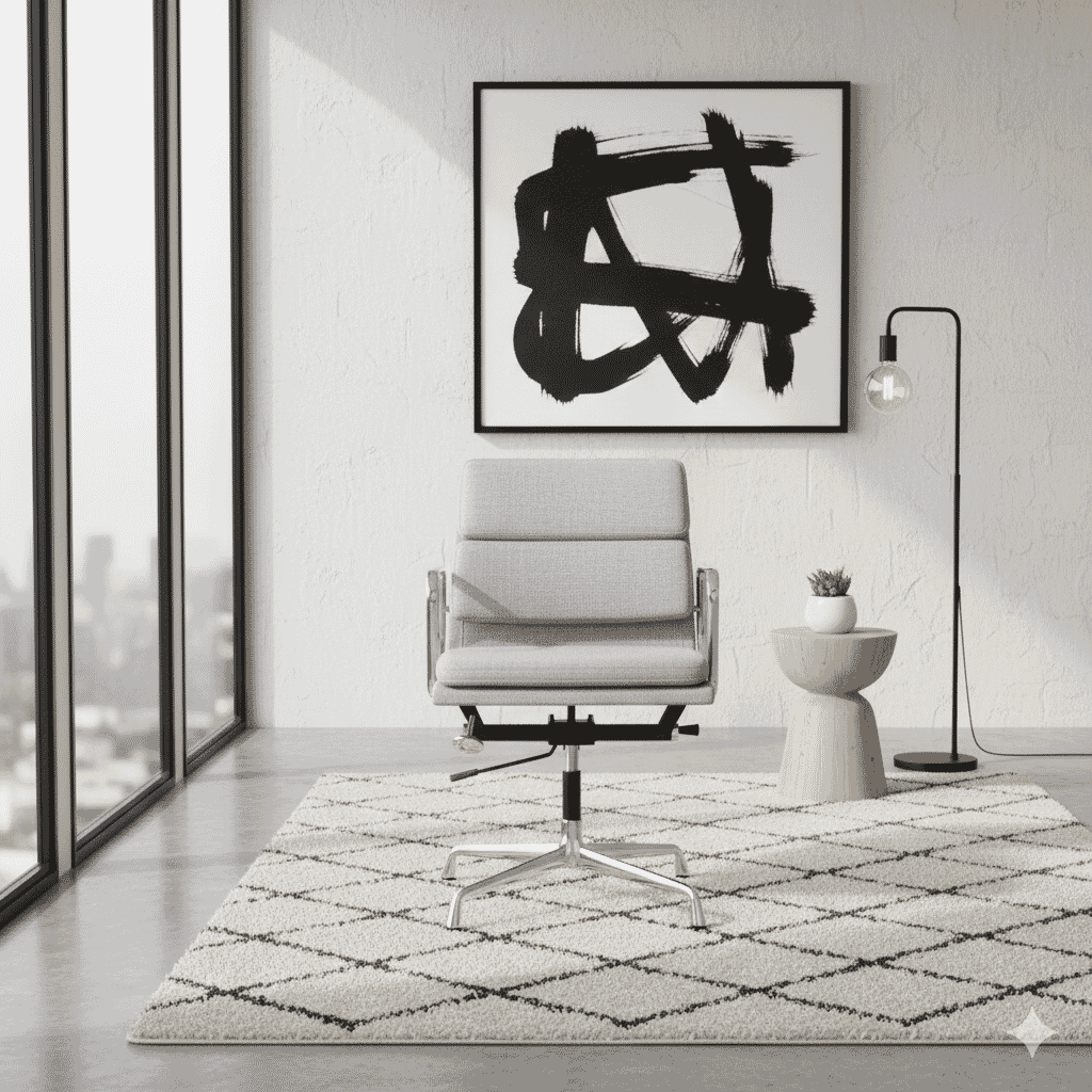 Eames Office Soft Pad Chair EA 218 In Light Grey Cotton