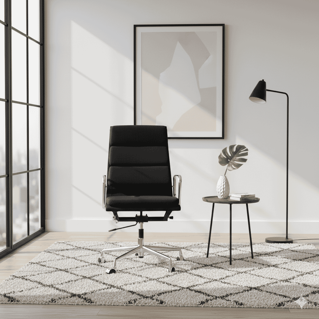 Eames Office Soft Pad Chair EA 219 In Black Cotton