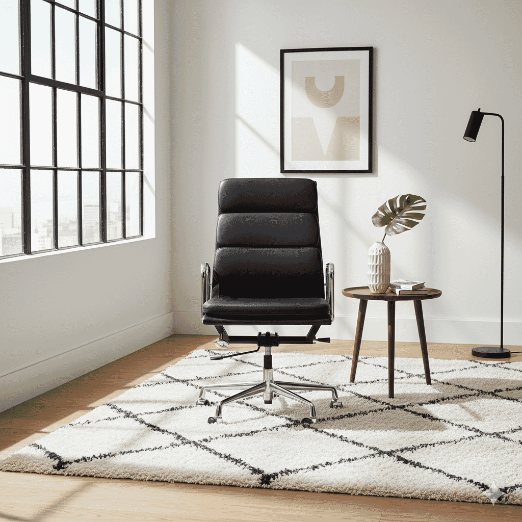 Eames Office Soft Pad Chair EA 219 In Black Leather