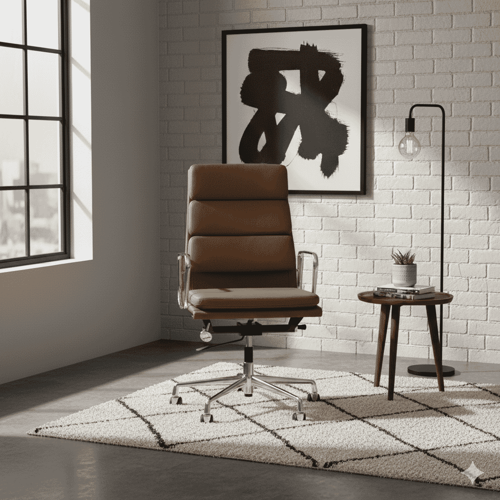 Eames Office Soft Pad Chair EA 219 In Brown Leather