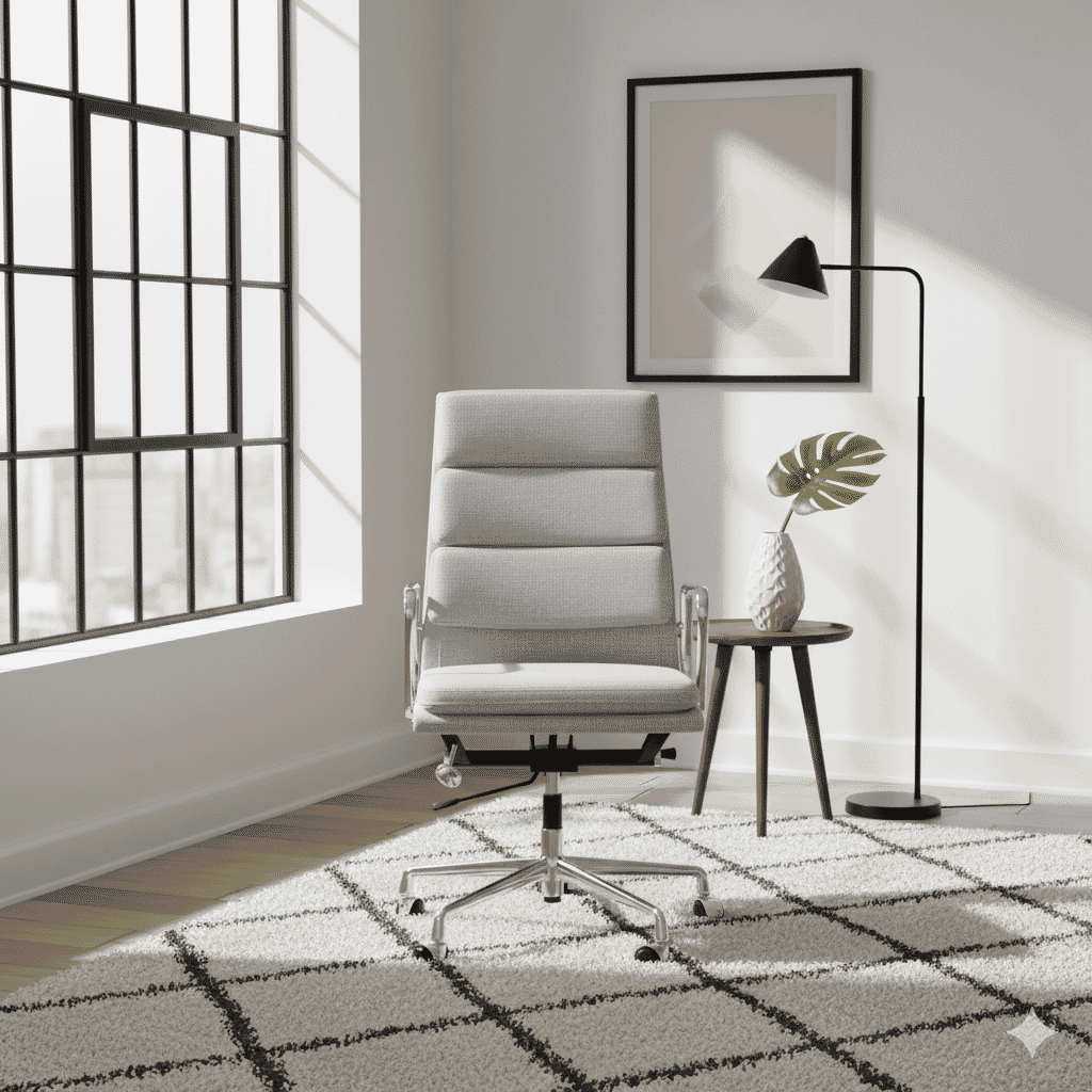 Eames Office Soft Pad Chair EA 219 In Light Grey Cotton