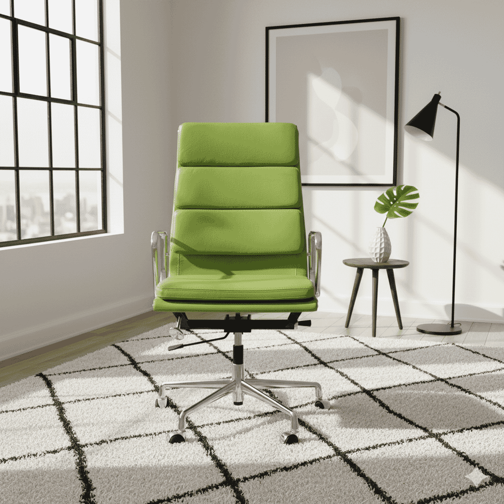 Eames Office Soft Pad Chair EA 219 In Lime Green Leather