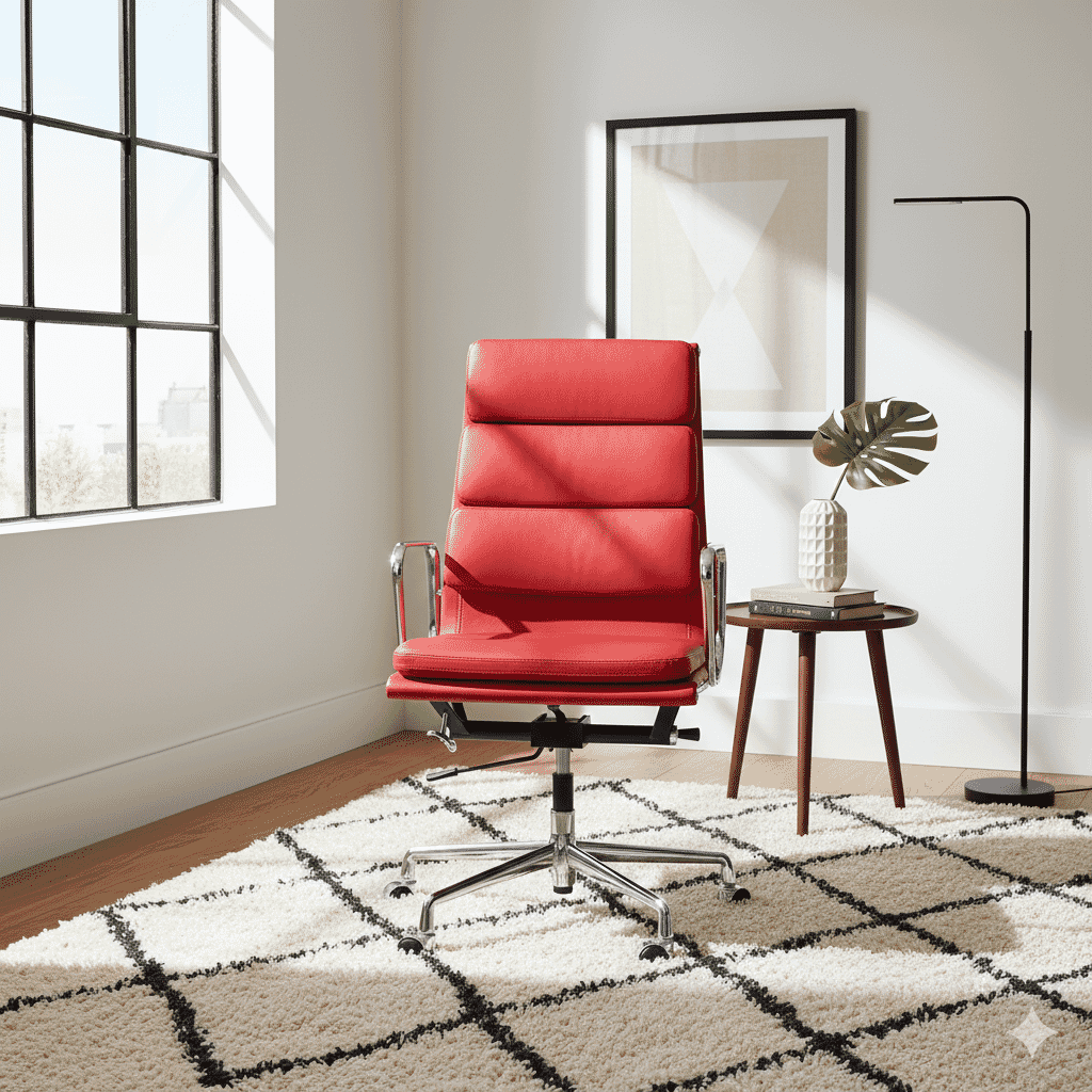 Eames Office Soft Pad Chair EA 219 In Red Leather