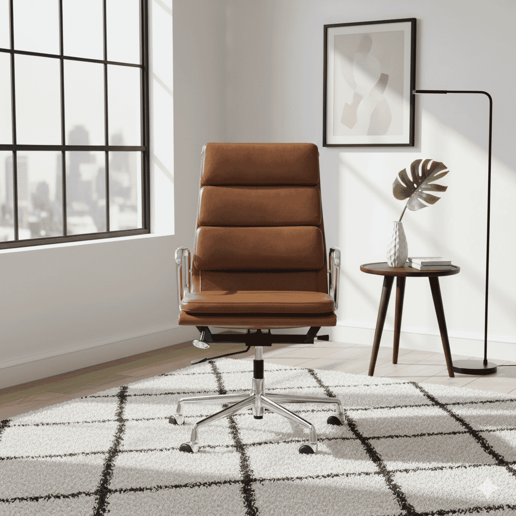 Eames Office Soft Pad Chair EA 219 In Tan Leather