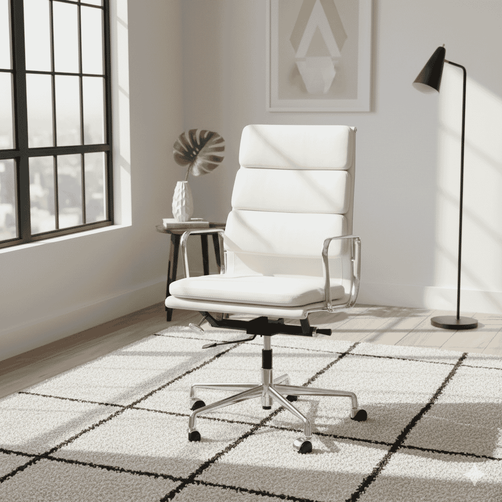 Eames Office Soft Pad Chair EA 219 In White Leather