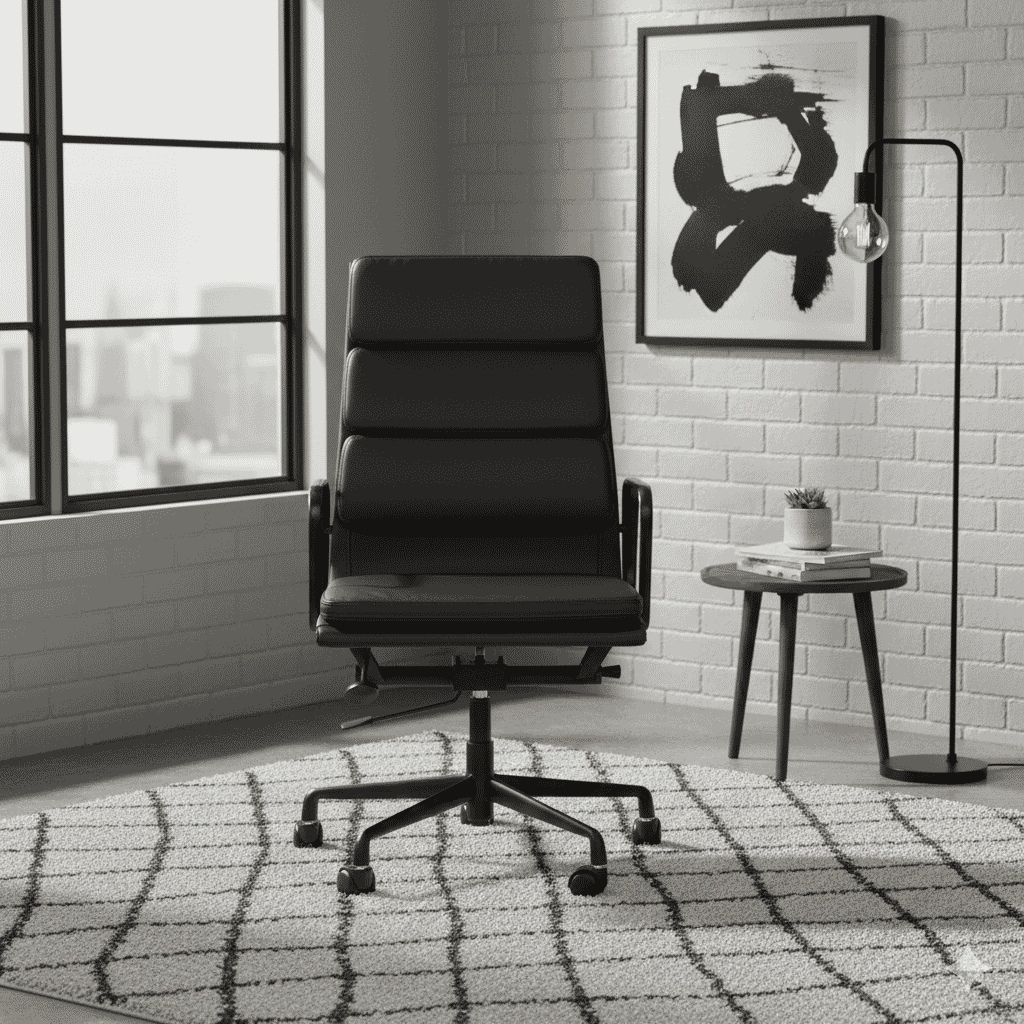Eames Office Soft Pad Chair EA 219 Powder Coated Black