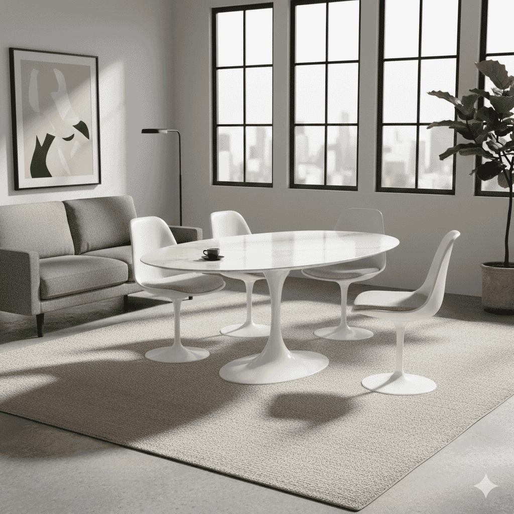 Pedestal Coffee Table Oval With Quartz Top