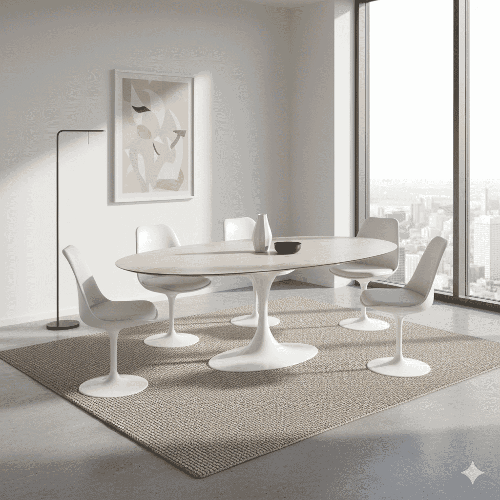 Pedestal Table Oval With Wooden Top