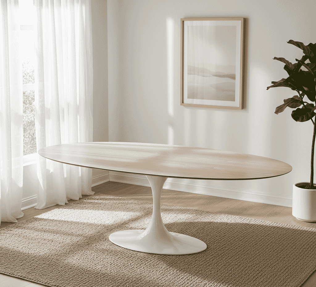 Pedestal Coffee Table Oval With Wooden Top