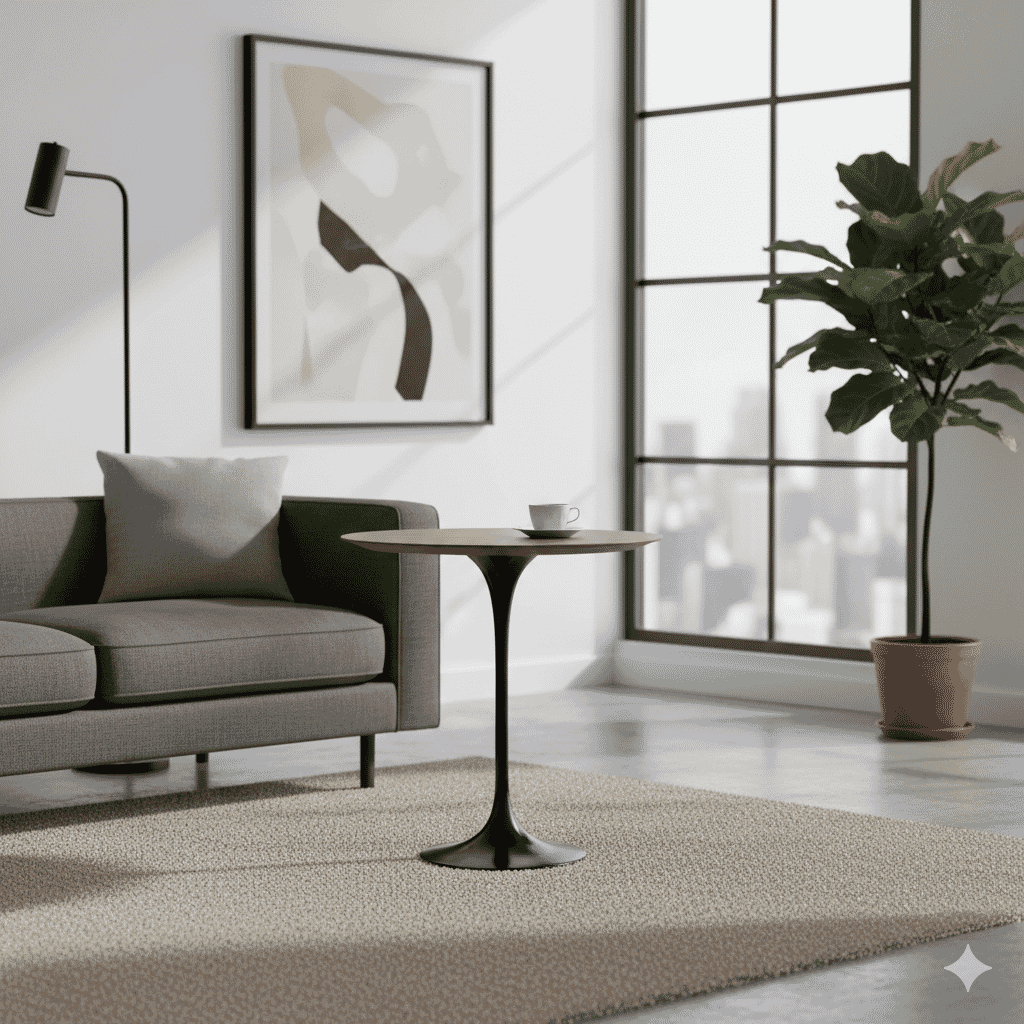 Side Table Round With Wooden Top