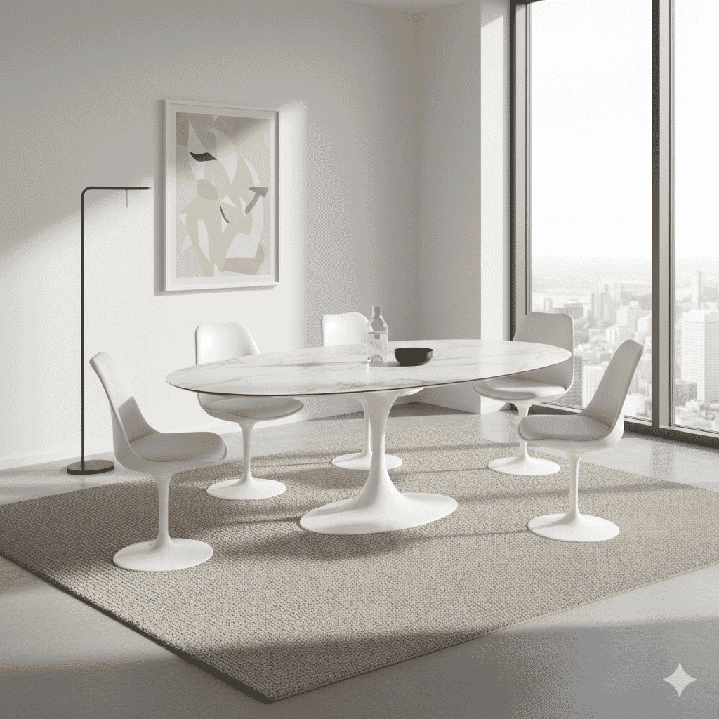 Pedestal Quartz Dining Table Oval