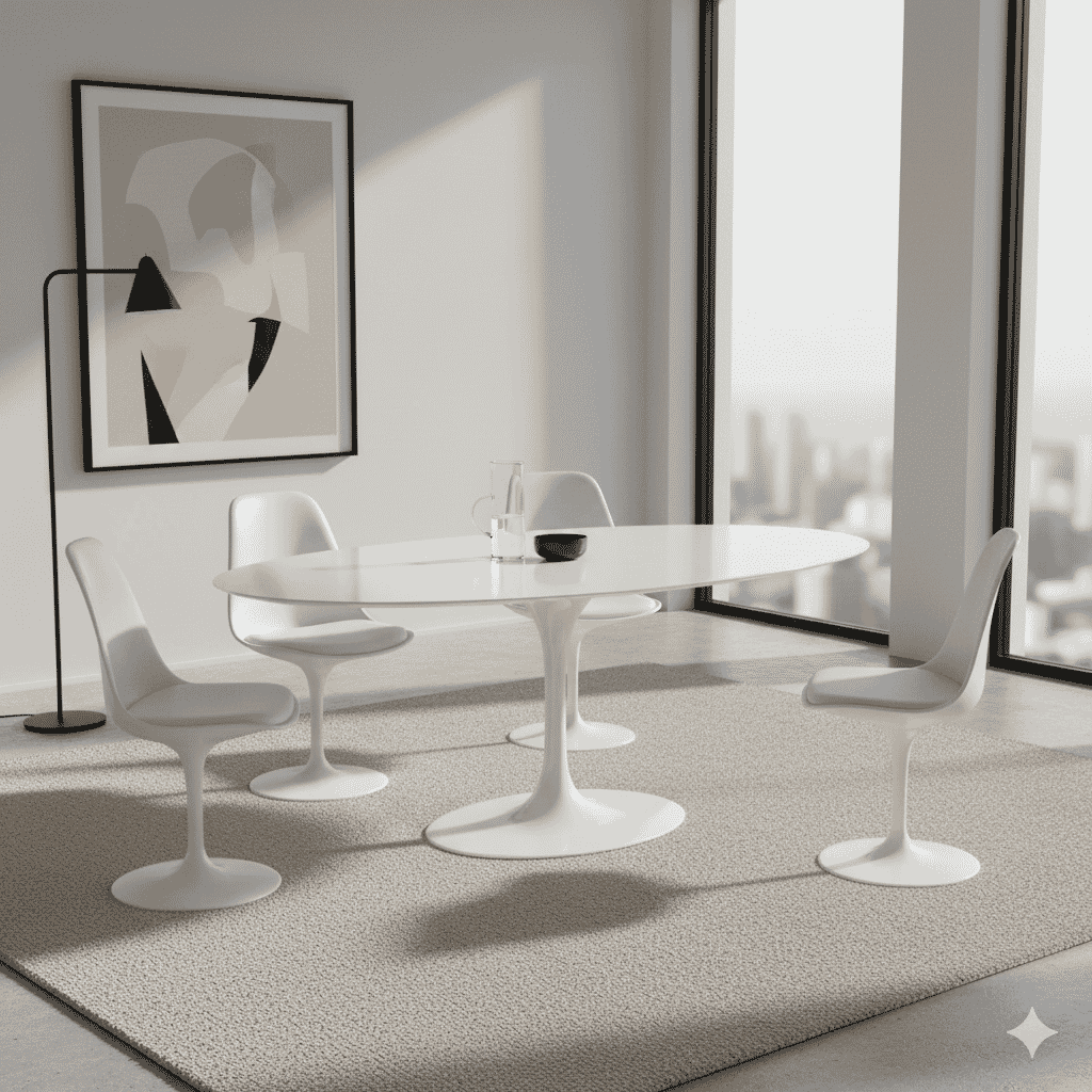 Pedestal Dining Table Oval With Liquid Laminated Top