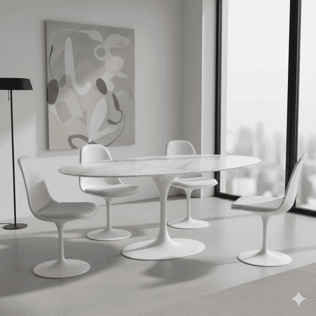 Pedestal Table Oval With Marble Top